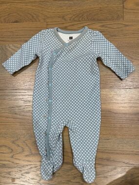 Tea Collection Blue Geometric Footie One-Piece